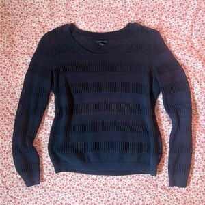 Tommy Hilfiger 100% Cotton Navy Striped Knit Women's Sweater